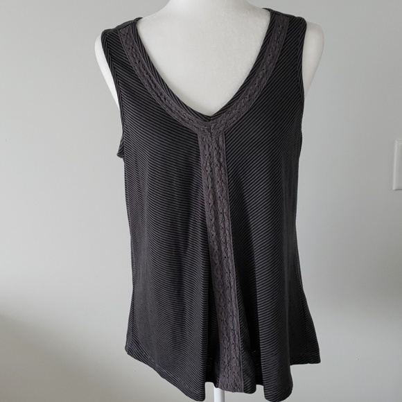 Prana Tops - Prana EUC Gray/Black Striped Top Size M